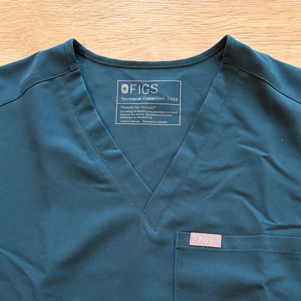 FIGS Women's Caribbean Blue Scrub Top - Picture 3 of 4